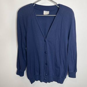 Vtg Weekenders Dark Blue Oversized Button V-neck Cardigan Large
